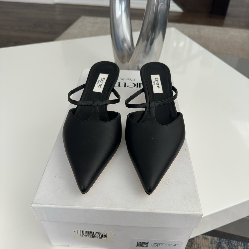 Elleme Black Leather Mules - Picture 4 of 8